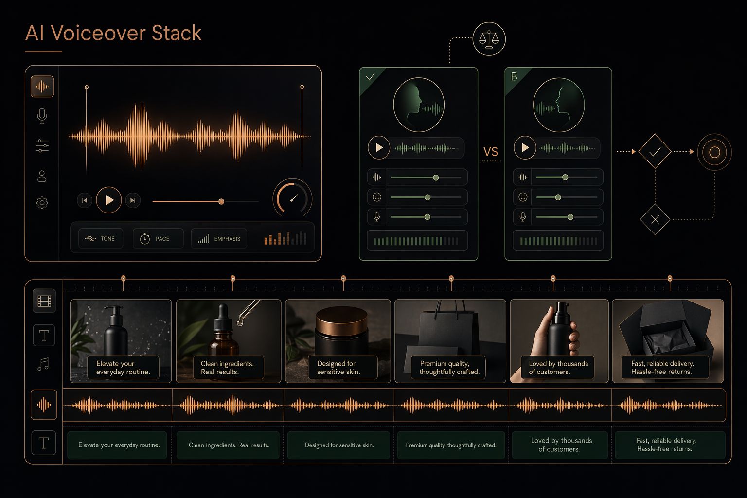 Infographic: The AI voiceover stack for ecom and UGC ads in 2026